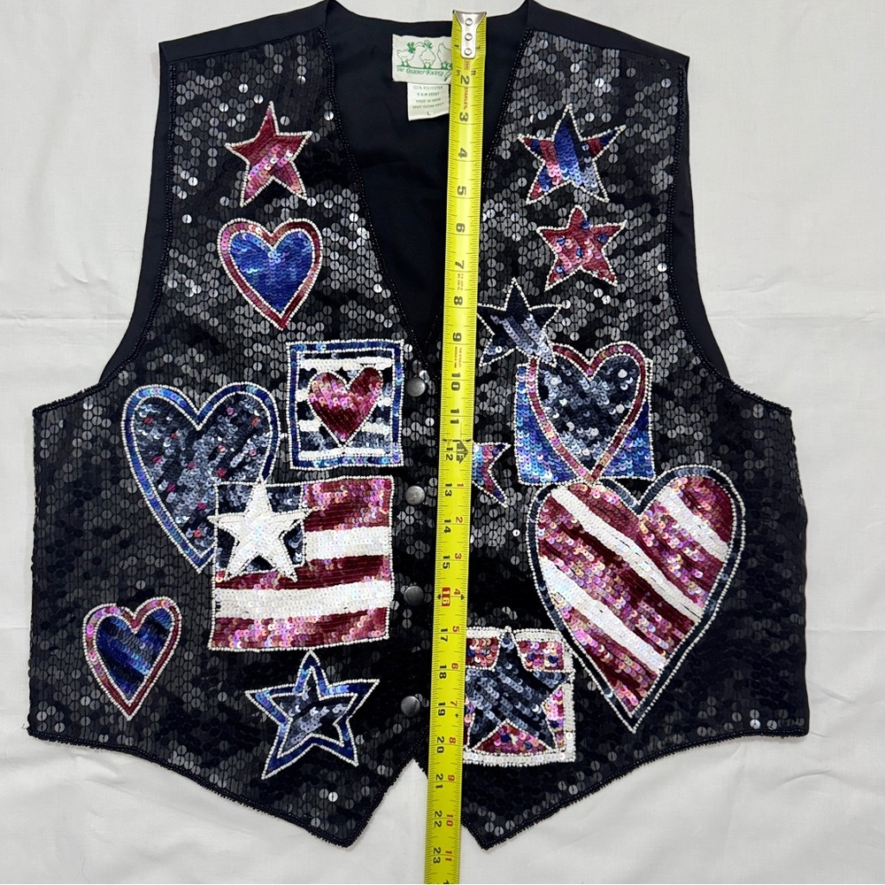 Quacker Factory Med Womens Patriotic, Stars And Stripes, Sequin 4th Of July Vest - Picture 3 of 5